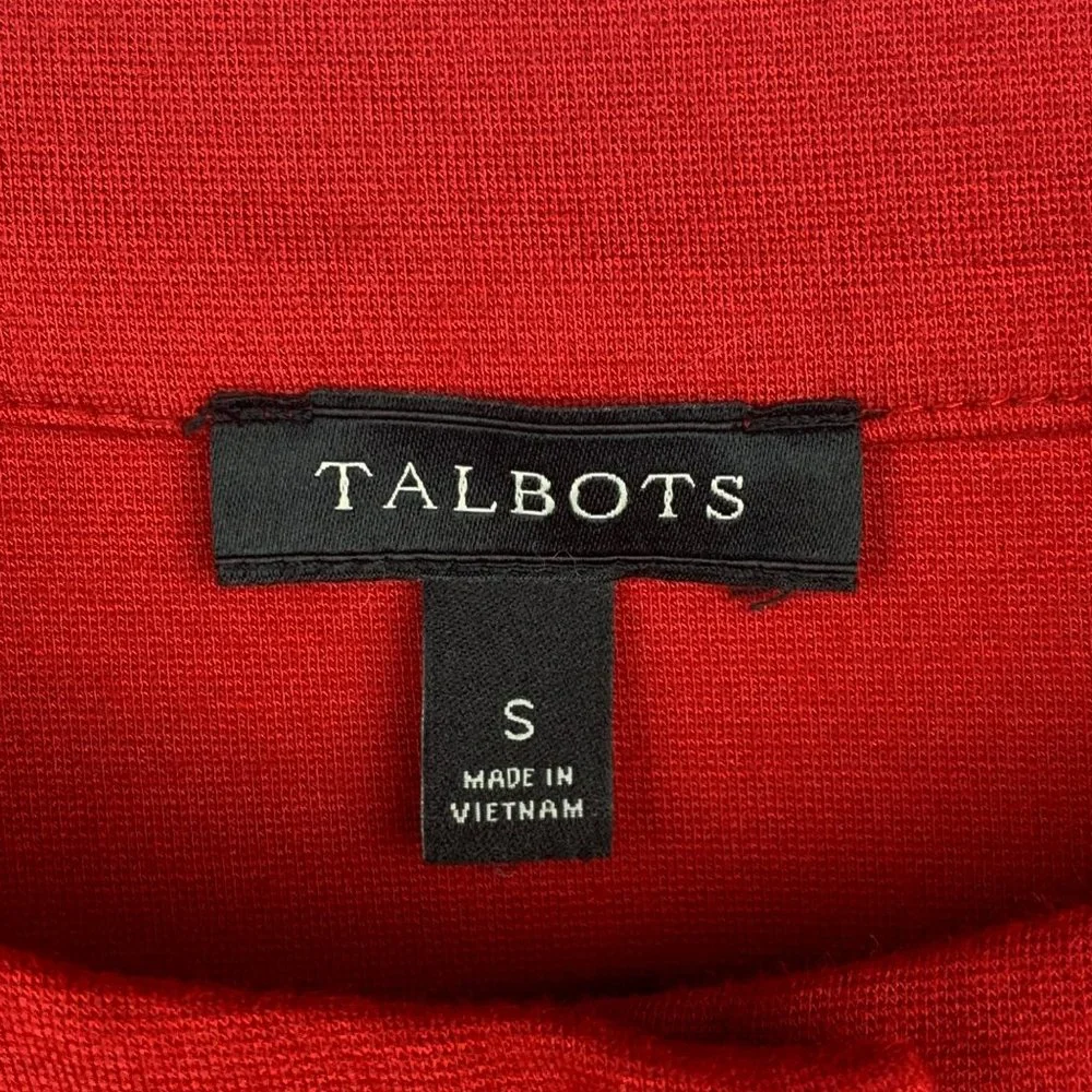 Talbots Rhinestone Front Button Red 3/4 Sleeve Top Size S - Picture 6 of 9